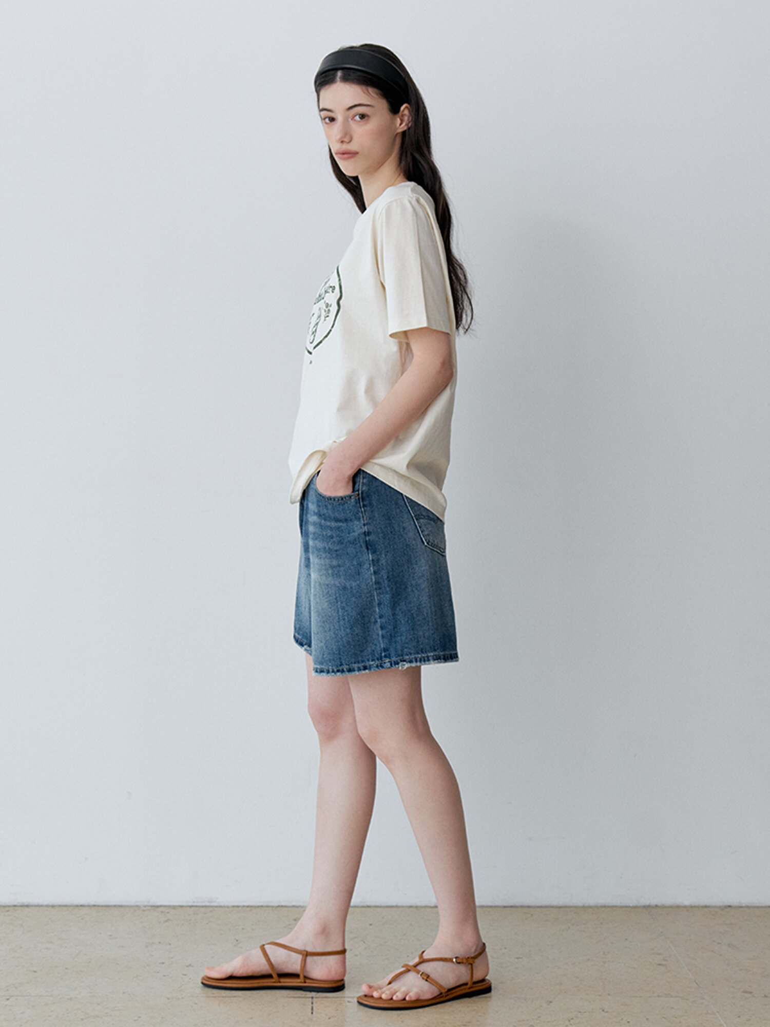 WASHED 4 LENGTH DENIM SHORTS (BL)