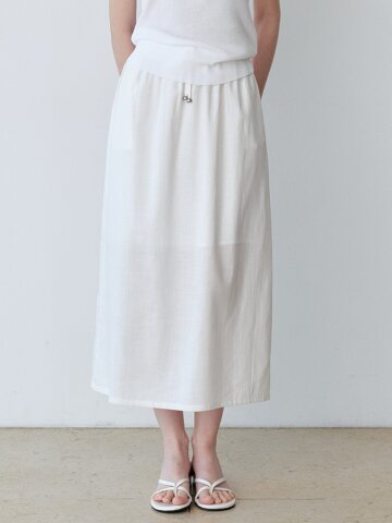 LINEN BLEND BACK SLIT LONG SKIRT (IV)