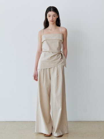 WRAP LAYERED TOP+WIDE PANTS SET