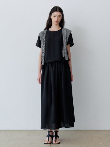 PUFF BLOUSE+EASY SKIRT SET (BK)
