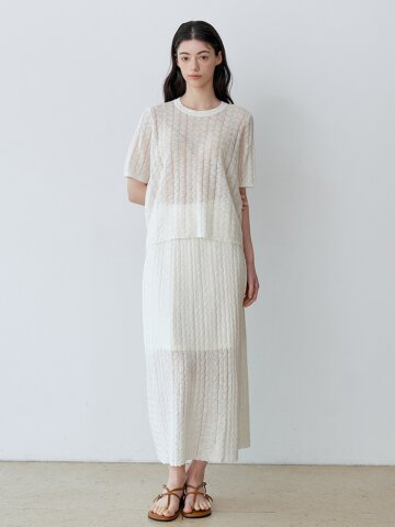 TEXTURED KNIT TOP+SKIRT SET (IV)