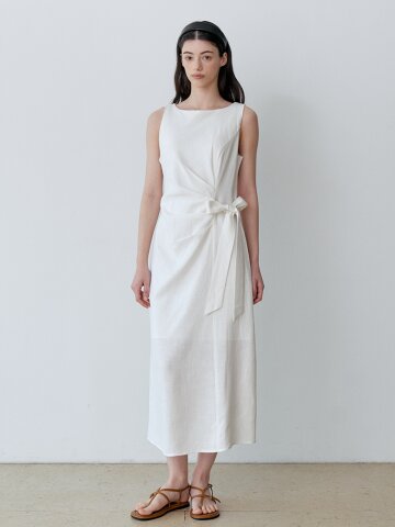 WRAP RIBBON SLEEVELESS LONG DRESS (IV)