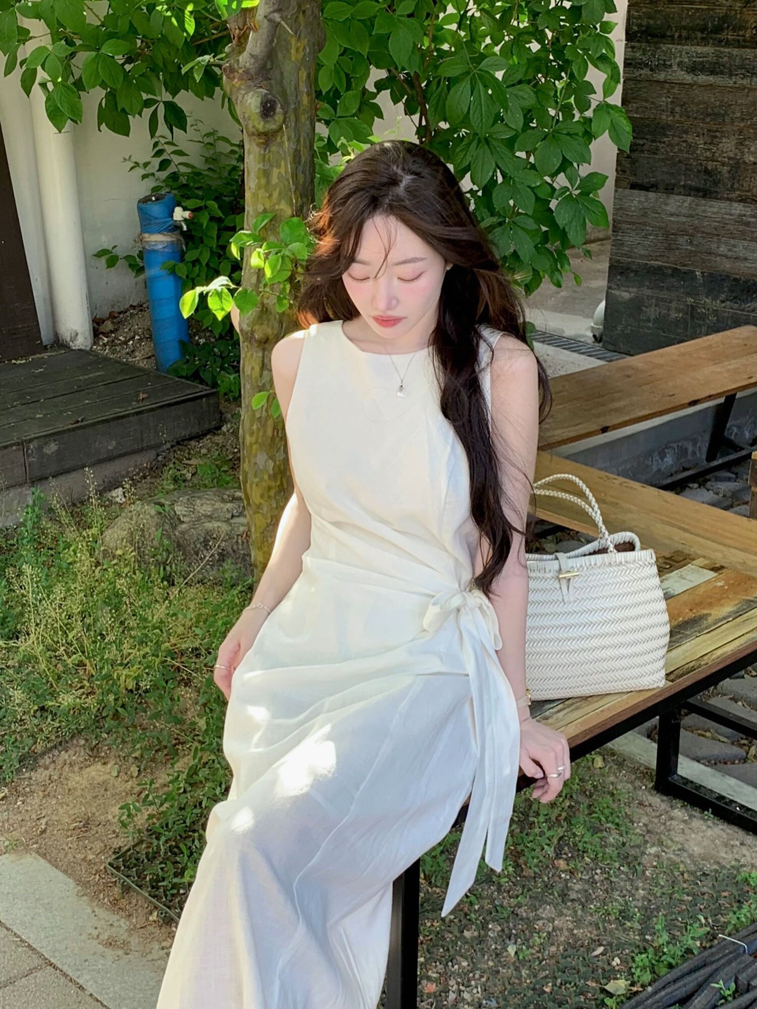 [연우님 Pick] WRAP RIBBON SLEEVELESS LONG DRESS (IV)