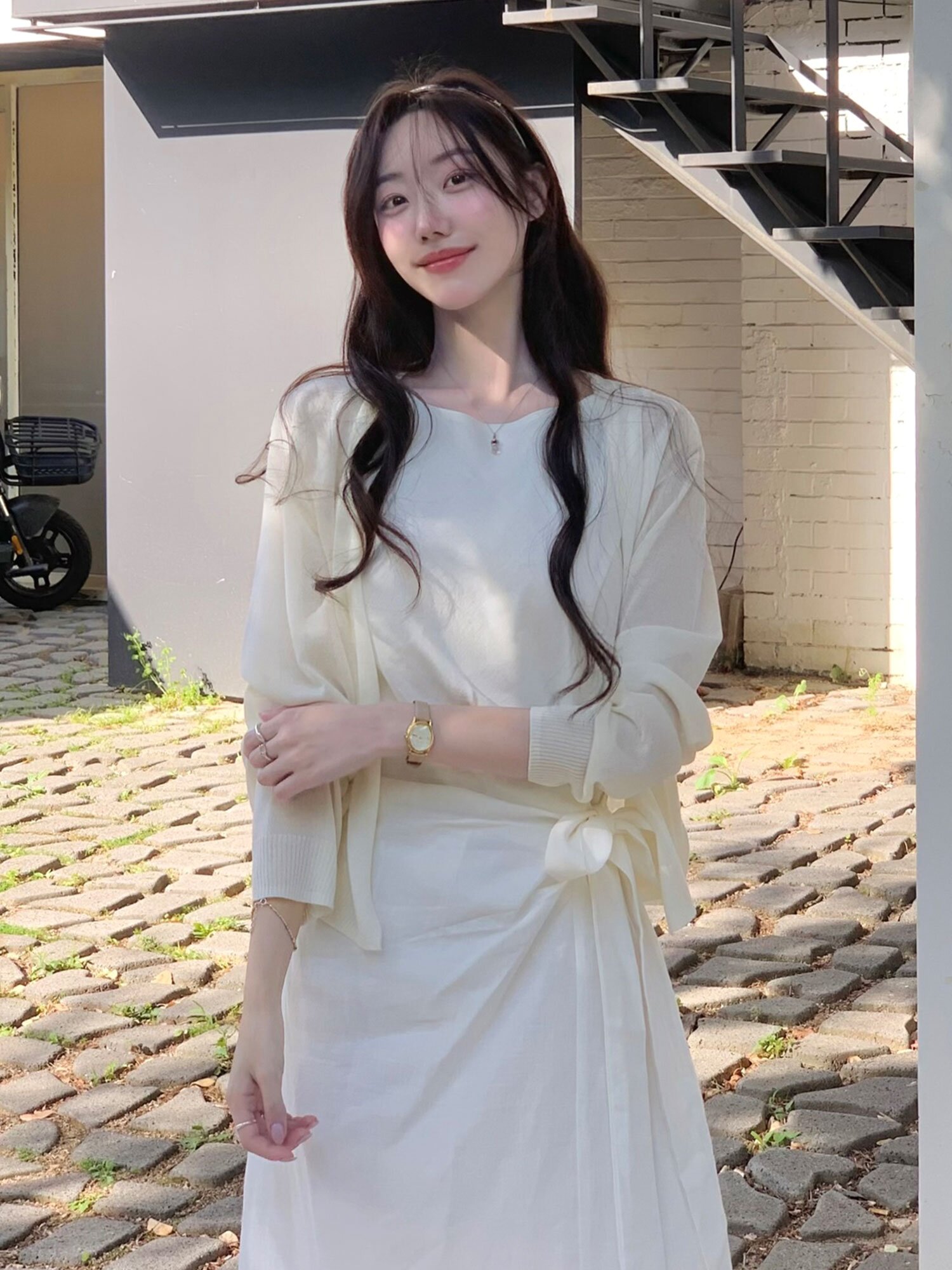 [연우님 Pick] WRAP RIBBON SLEEVELESS LONG DRESS (IV)