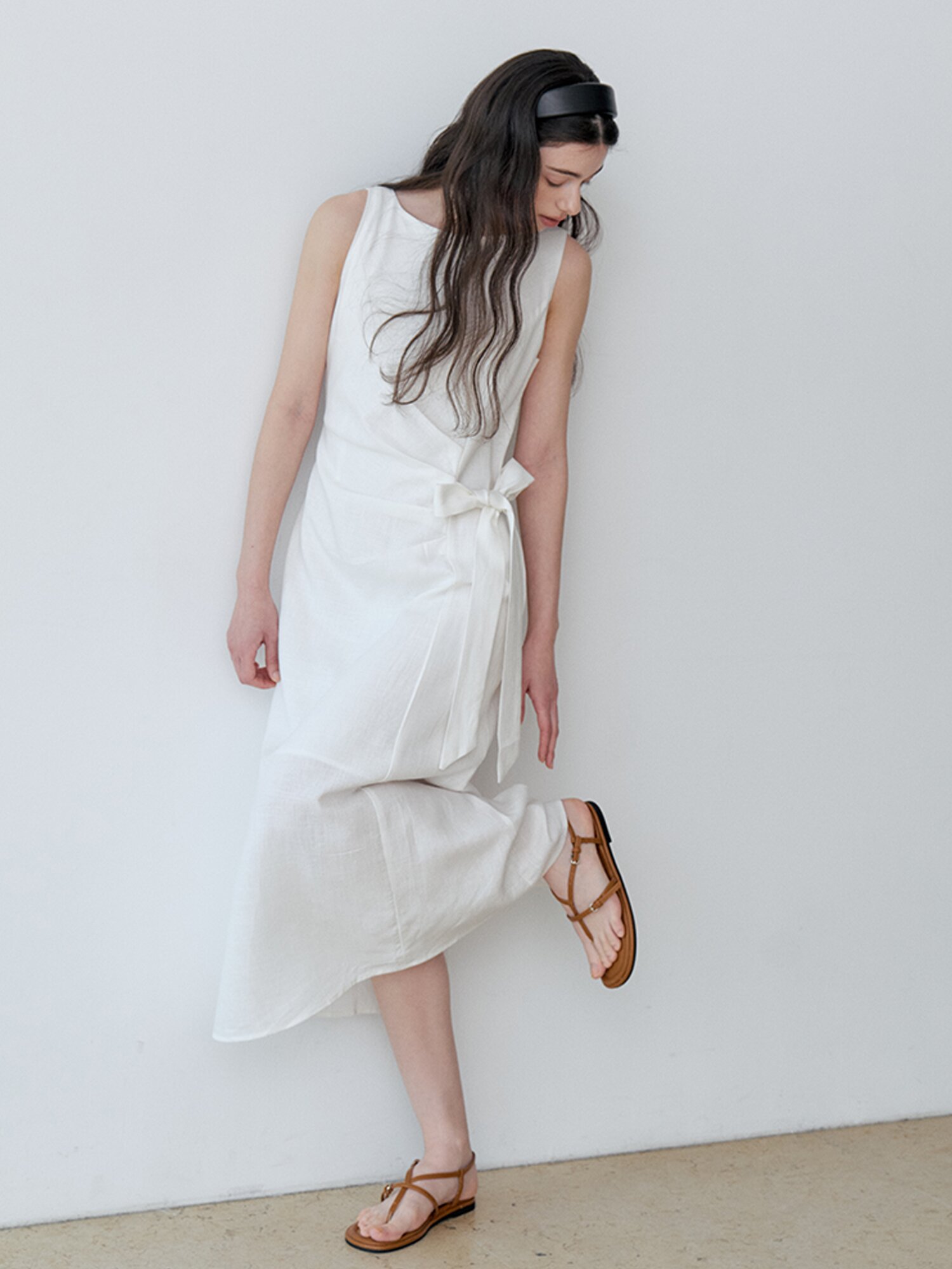 [연우님 Pick] WRAP RIBBON SLEEVELESS LONG DRESS (IV)