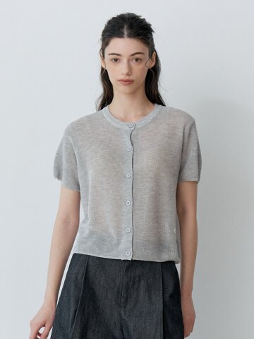 AIR HIGH GAUGE SHORT SLEEVE CARDIGAN (LGY)