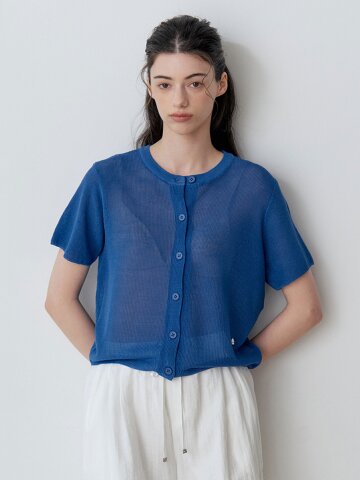 AIR HIGH GAUGE SHORT SLEEVE CARDIGAN (BL)