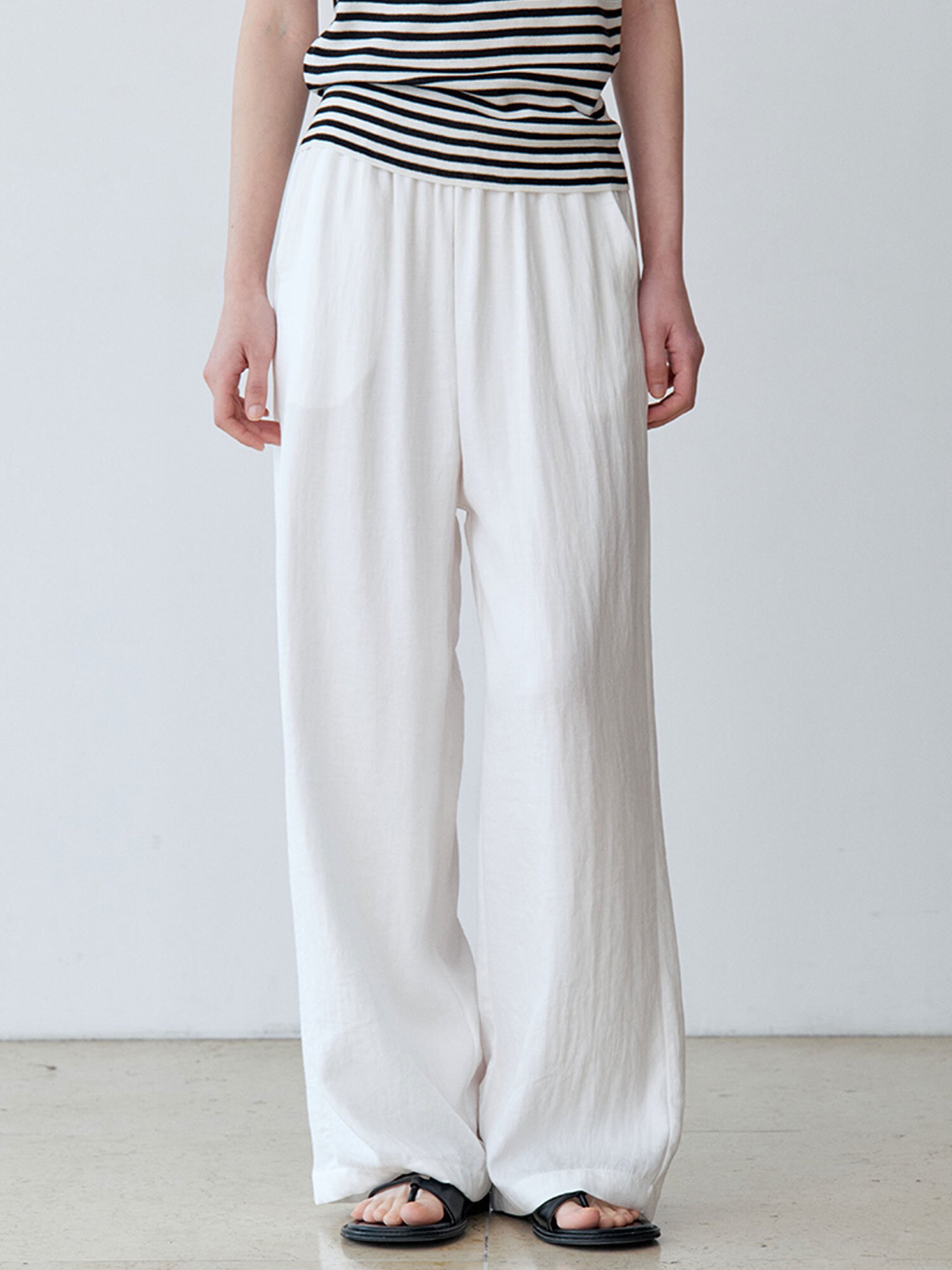NATURAL STRING WIDE PANTS (IV)