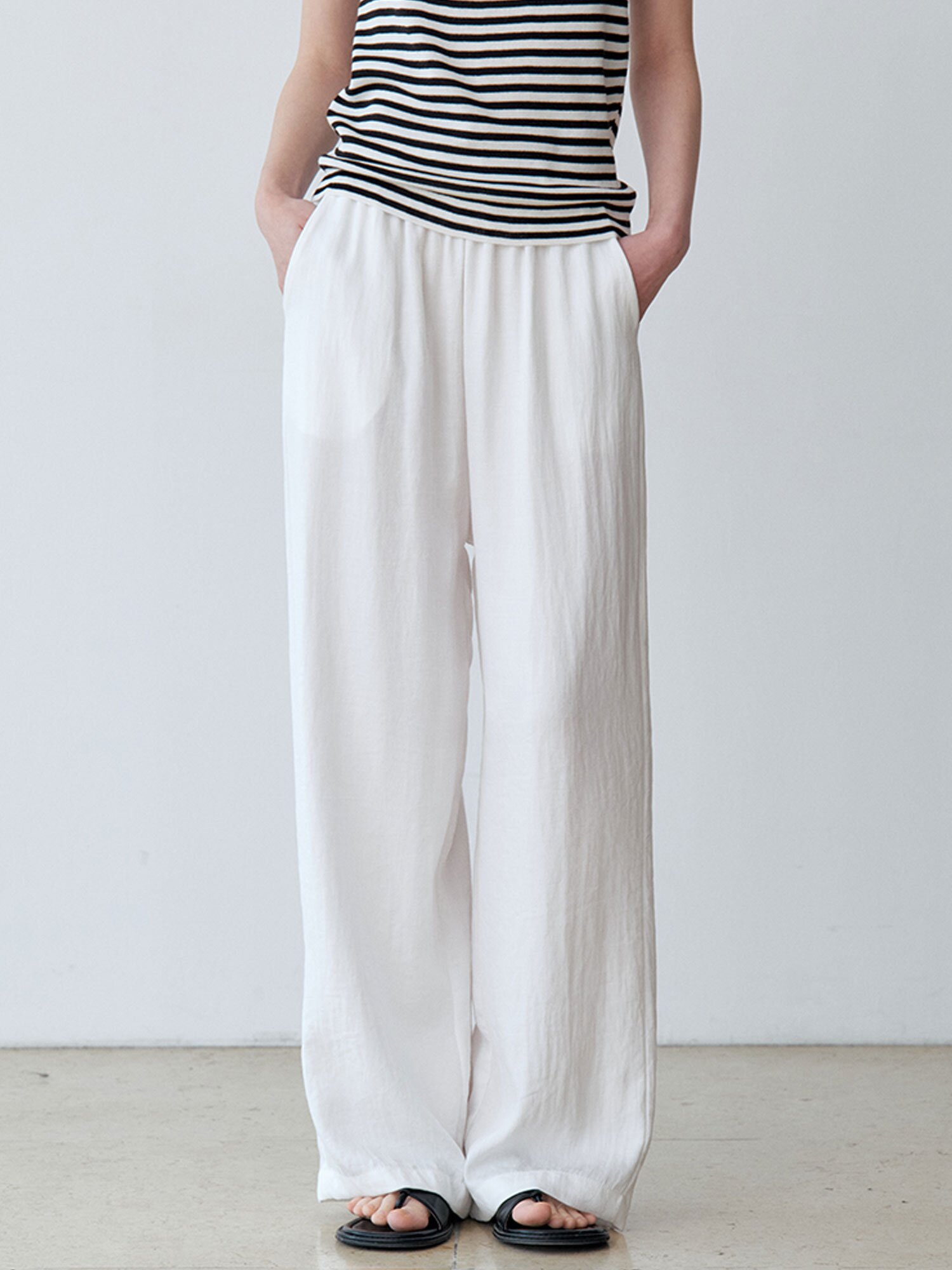 NATURAL STRING WIDE PANTS (IV)