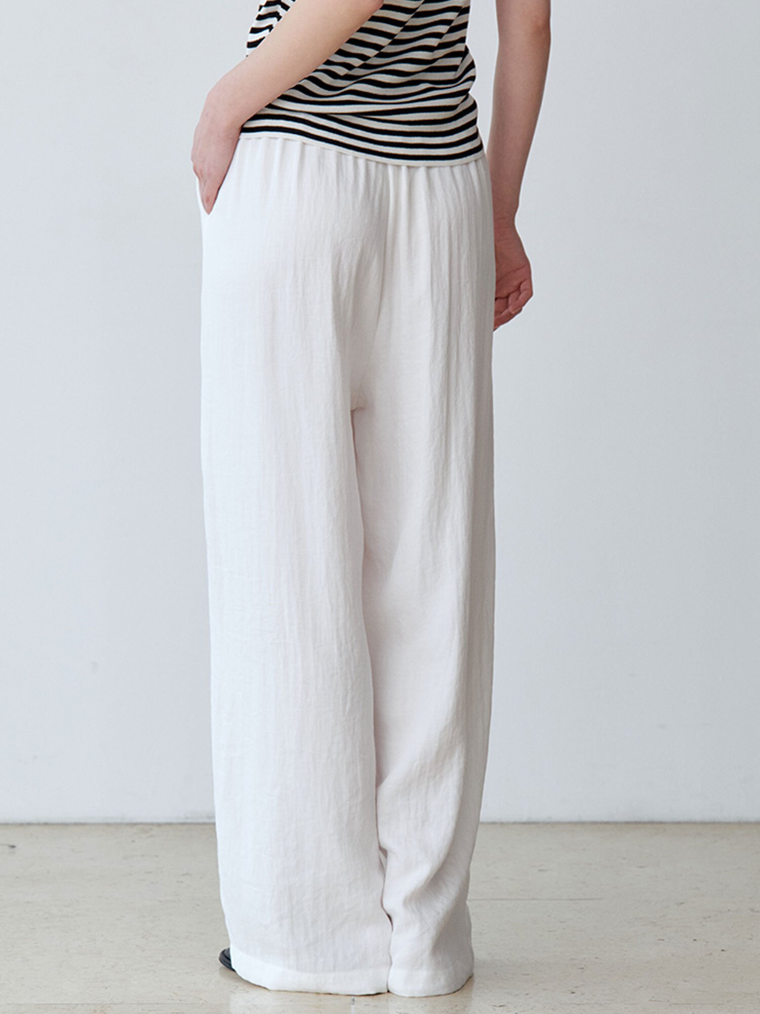 NATURAL STRING WIDE PANTS (IV)