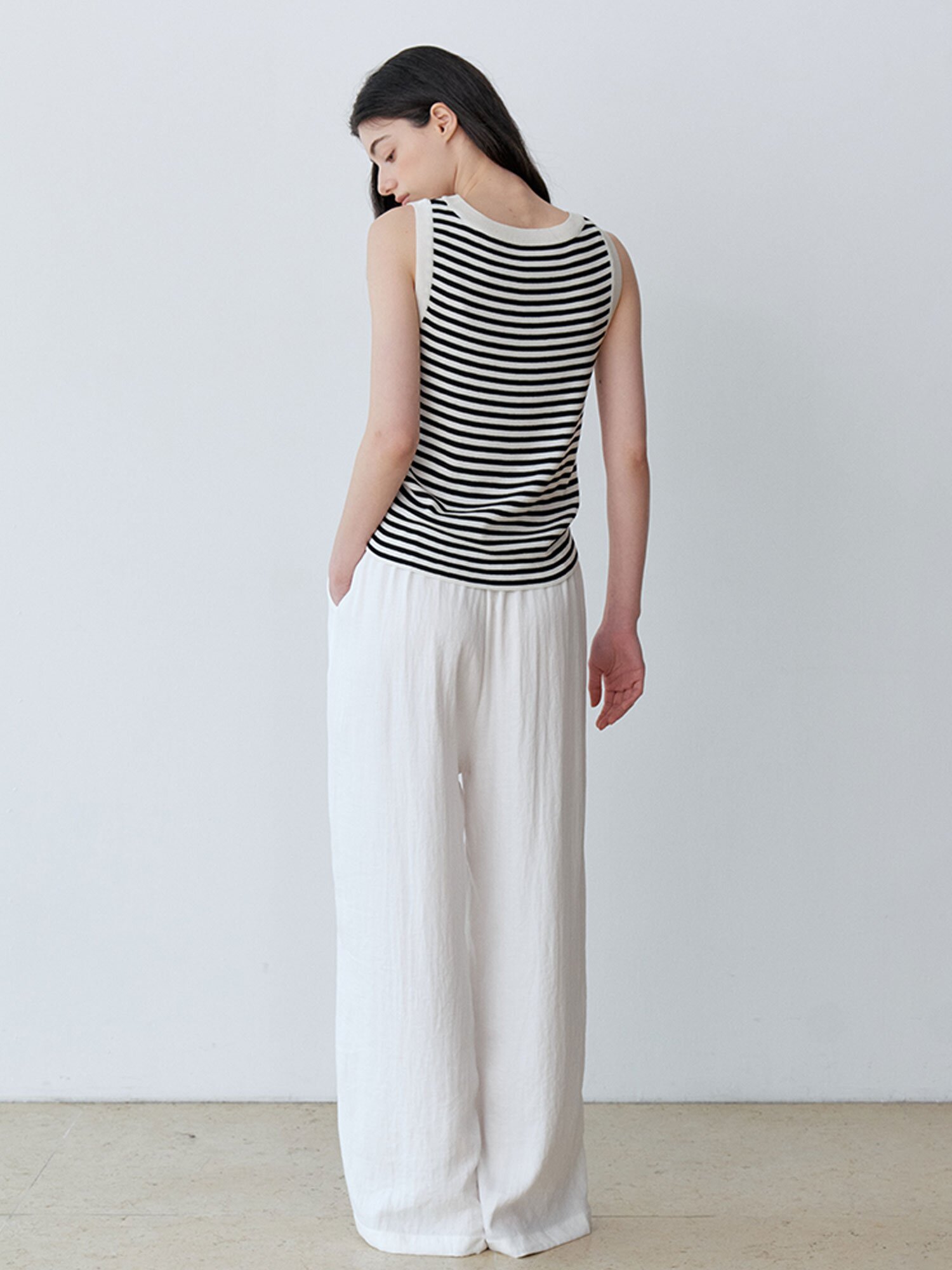 NATURAL STRING WIDE PANTS (IV)