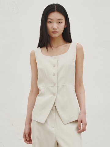 린넨 베스트 블라우스 - 아이보리 / Linen Vest Blouse - Ivory