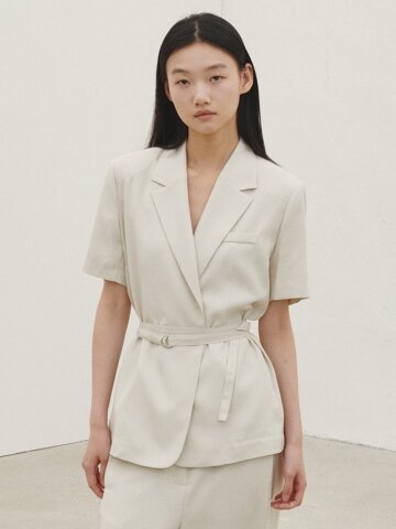 린넨 벨티드 자켓 - 아이보리 / Linen Belted Jacket - Ivory