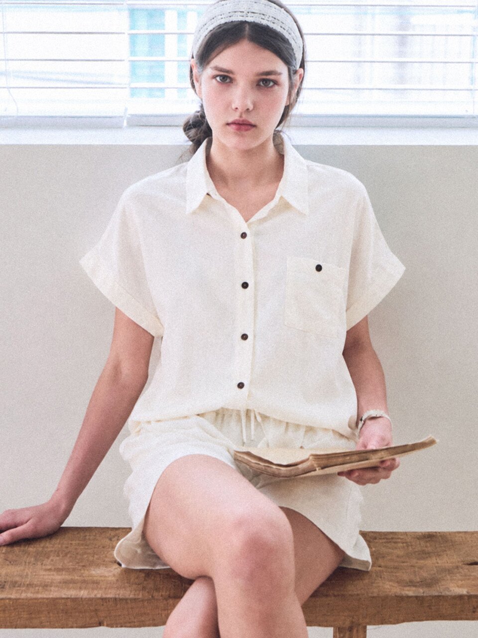 [3차] Linen string pocket sleeve shirt_3 Colors