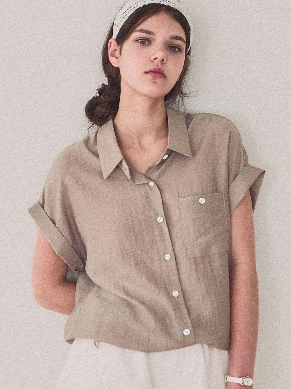 [3차] Linen string pocket sleeve shirt_3 Colors
