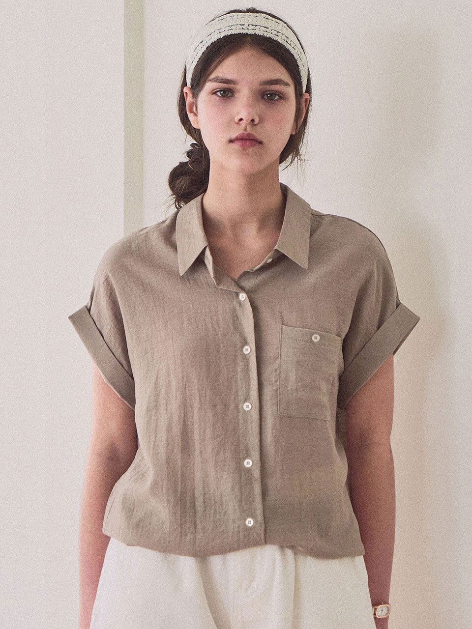 [3차] Linen string pocket sleeve shirt_3 Colors