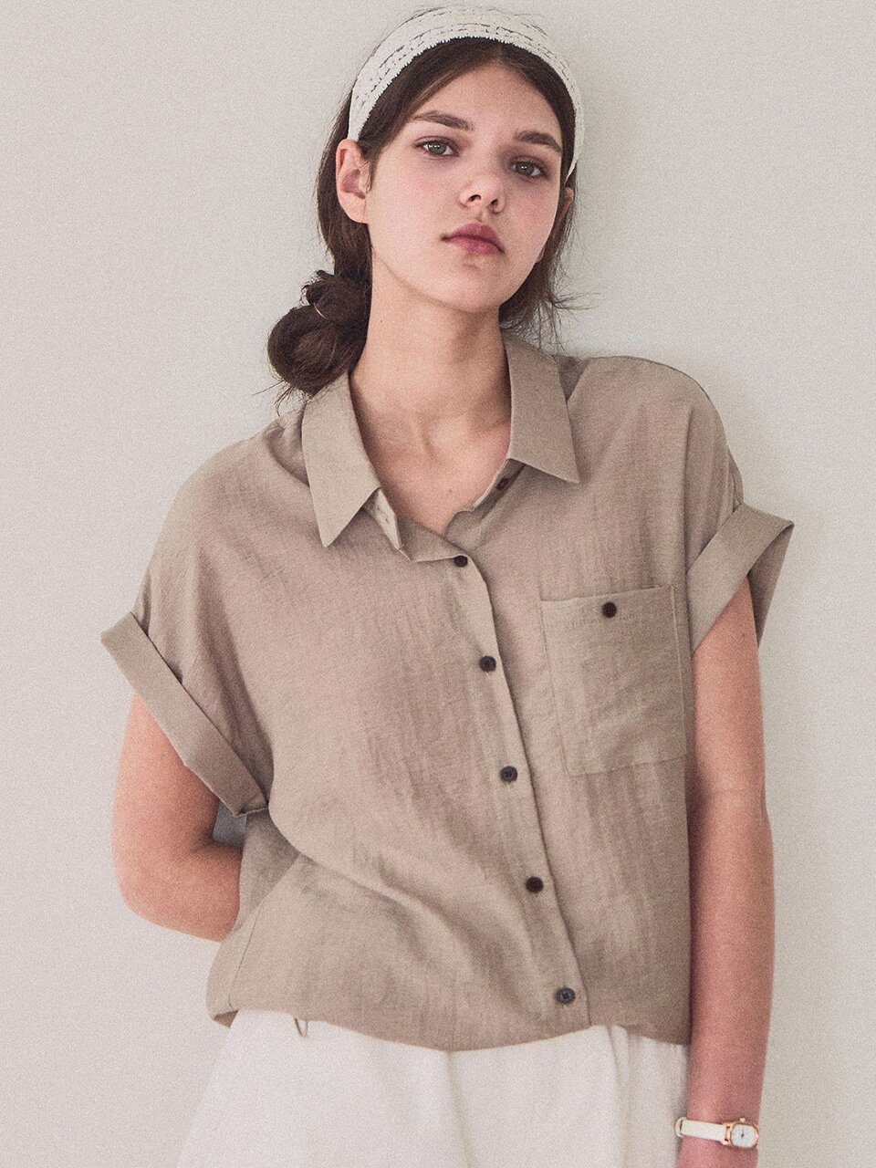 [3차] Linen string pocket sleeve shirt_3 Colors