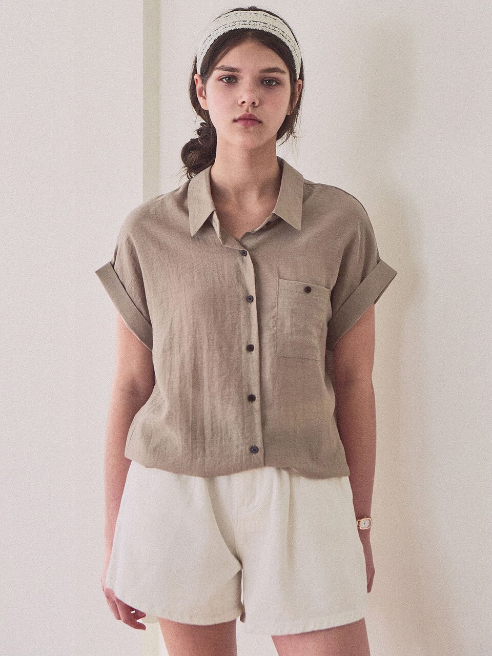 [3차] Linen string pocket sleeve shirt_3 Colors