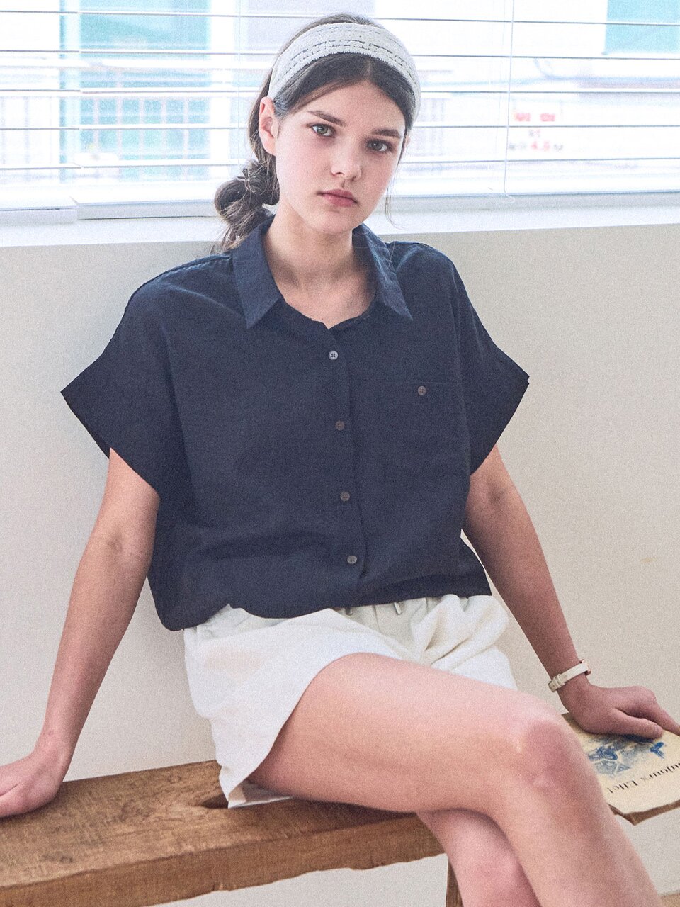 [3차] Linen string pocket sleeve shirt_3 Colors
