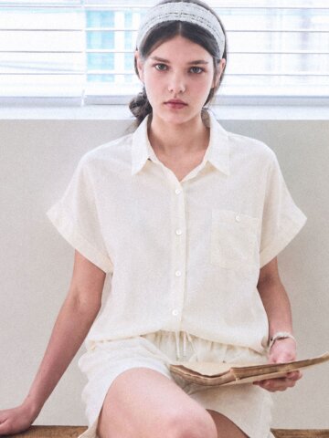 [3차] Linen string pocket sleeve shirt_3 Colors