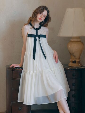 5/27 예약배송_LB_Pearl ribbon tiered sleeveless dress