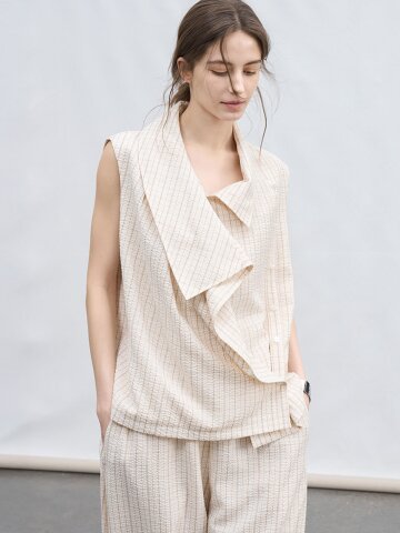 TG_Cowl neck button sleeveless top_2color