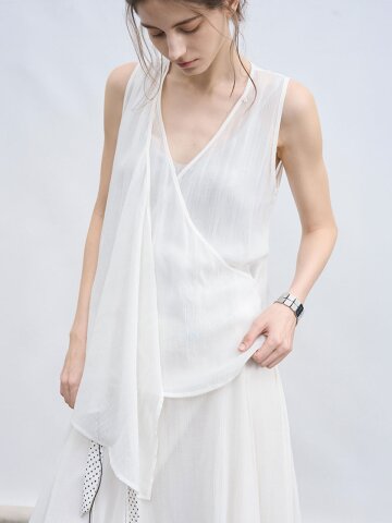 TG_Asymmetric draped sleeveless top_2color