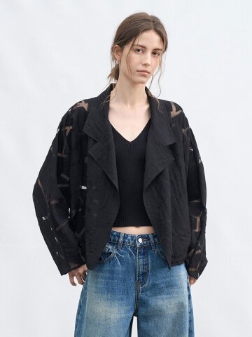 TG_Sheer geometric pattern jacket