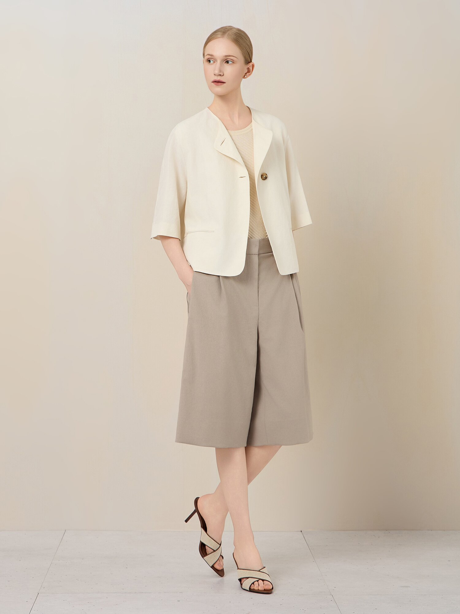 칼라리스 투 버튼 자켓 (IVORY)