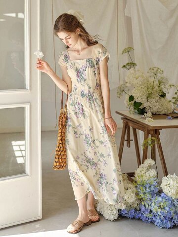 SR_French rose floral dress