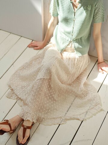 SR_Thin tulle lace skirt