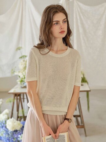 SR_Cool short-sleeve knit top_2color