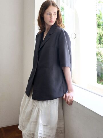 SINGLE BACK OPEN JACKET_CHARCOAL