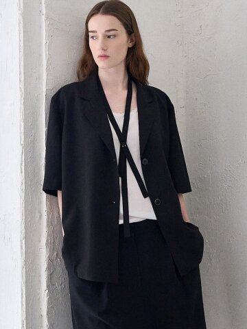 SINGLE BACK OPEN JACKET_BLACK