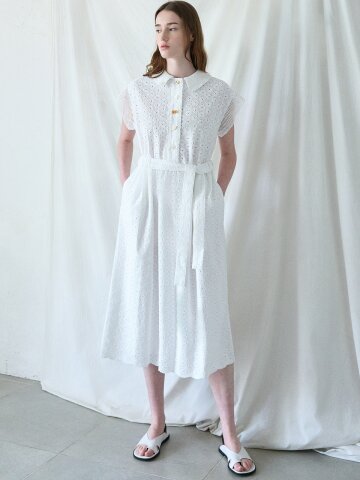 LACE FLARE DRESS_IVORY