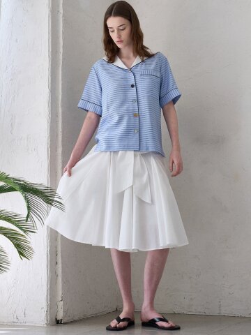 TIE STRAP FLARE SKIRT_IVORY