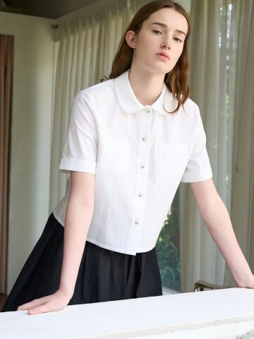 ROUND COLLOR POCKET BLOUSE_IVORY