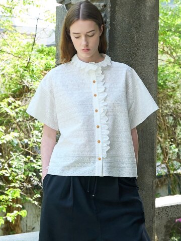LACE FRILL LINE BLOUSE_IVORY