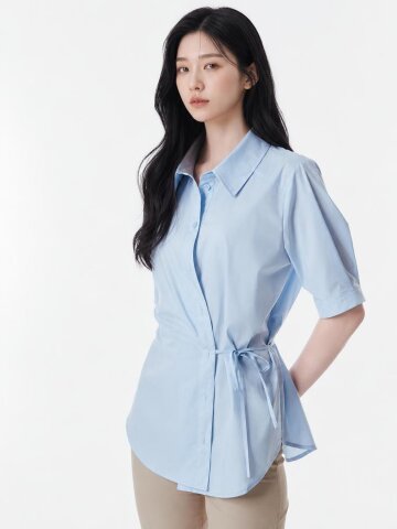 코튼 랩 셔츠 블라우스 