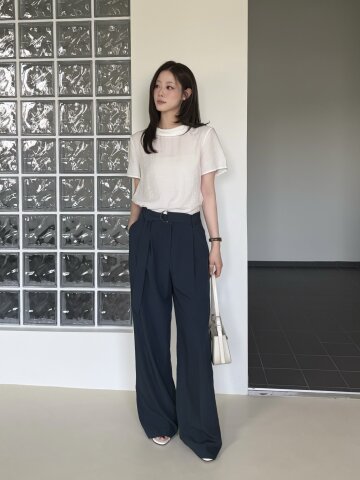 벨티드 원턱 와이드 팬츠 
