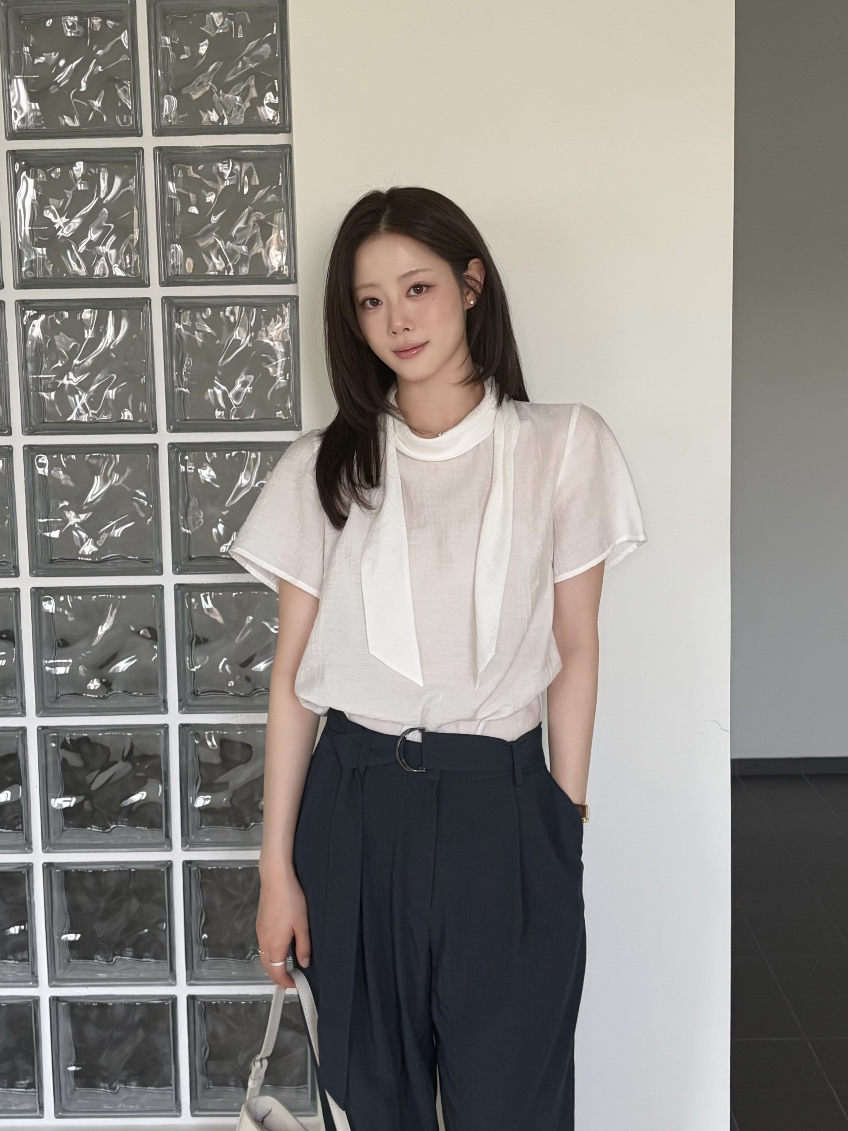 벨티드 원턱 와이드 팬츠 (NAVY)