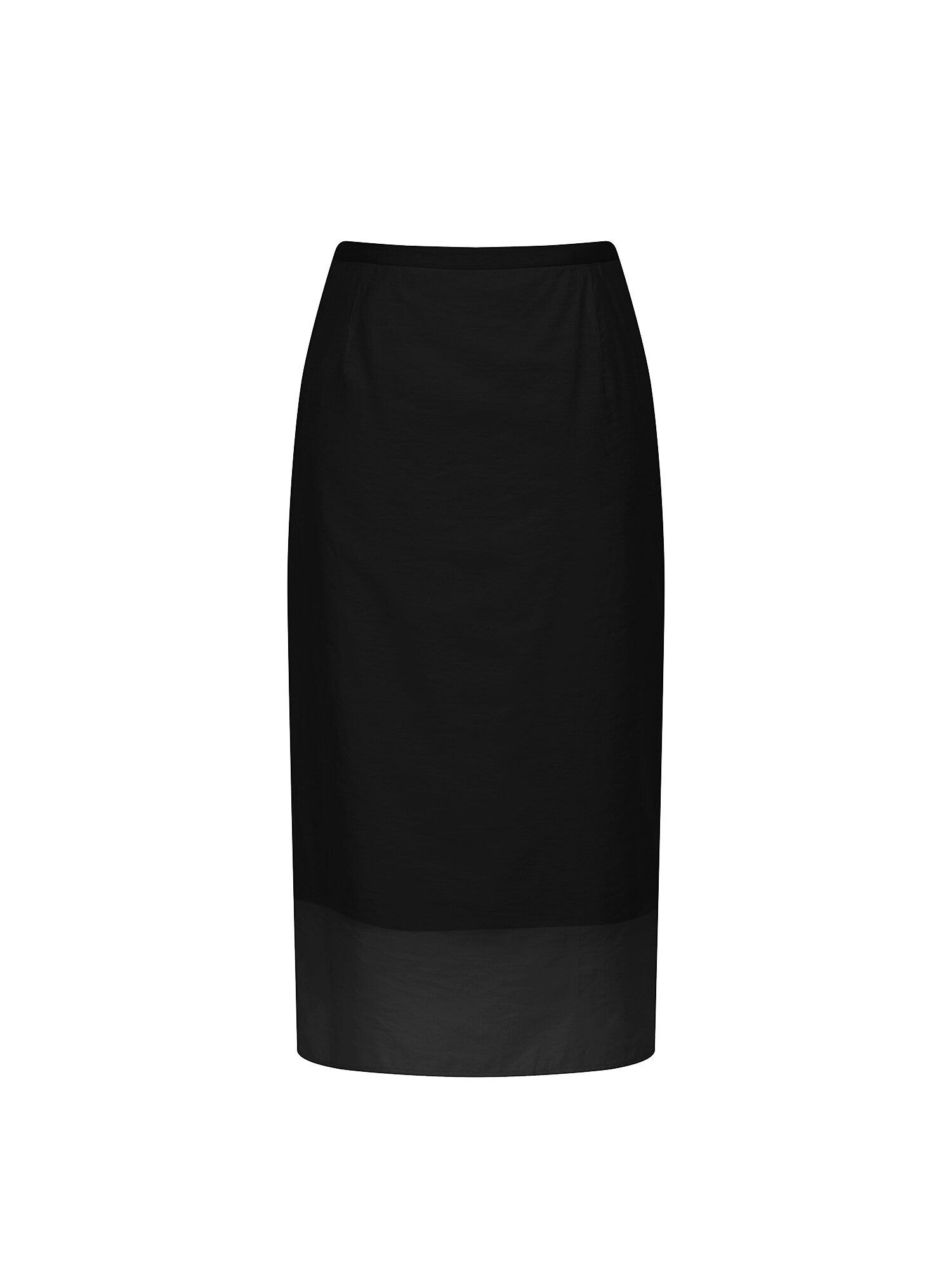 시스루 백 슬릿 H라인 스커트 (BLACK)