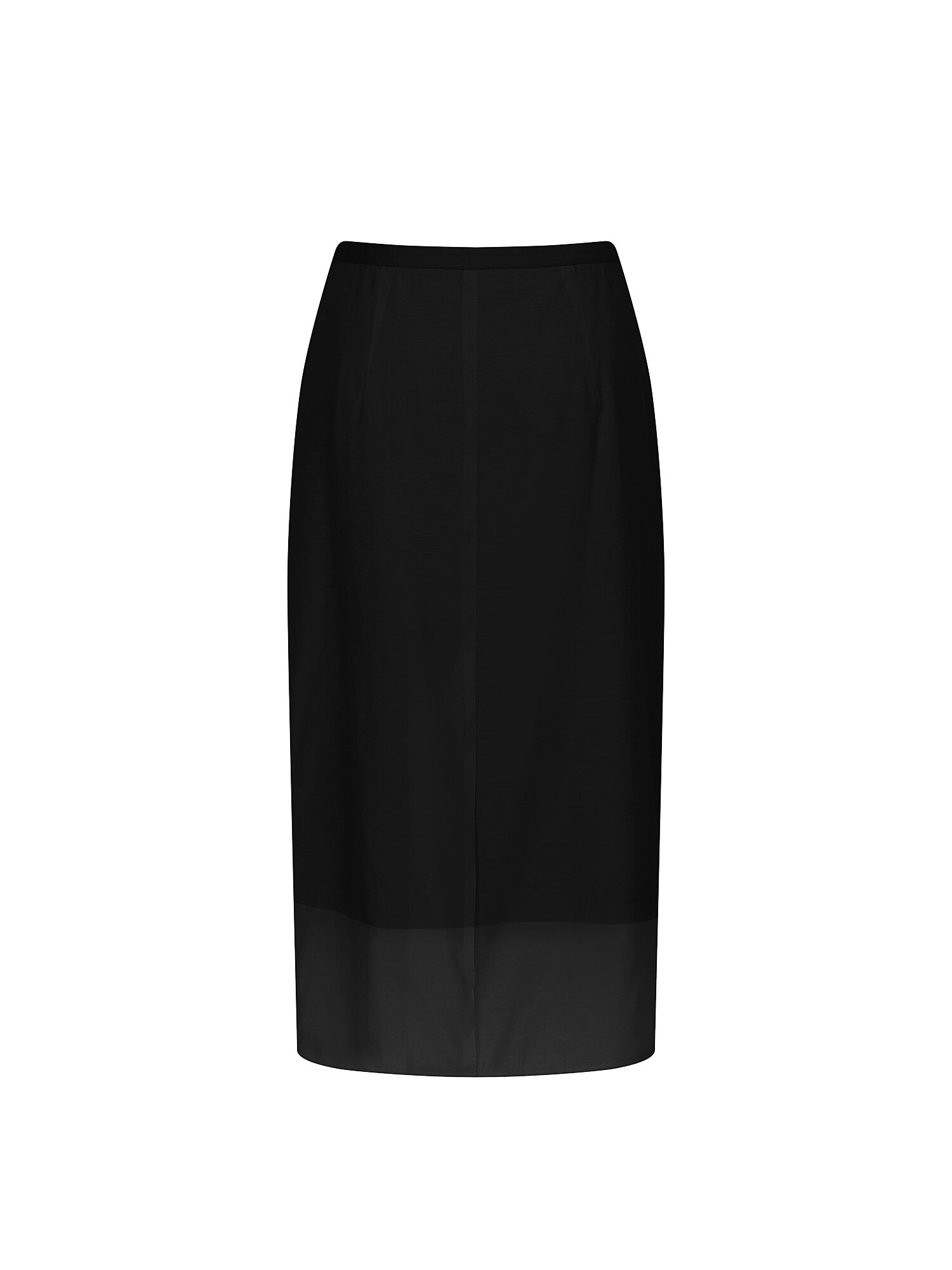 시스루 백 슬릿 H라인 스커트 (BLACK)