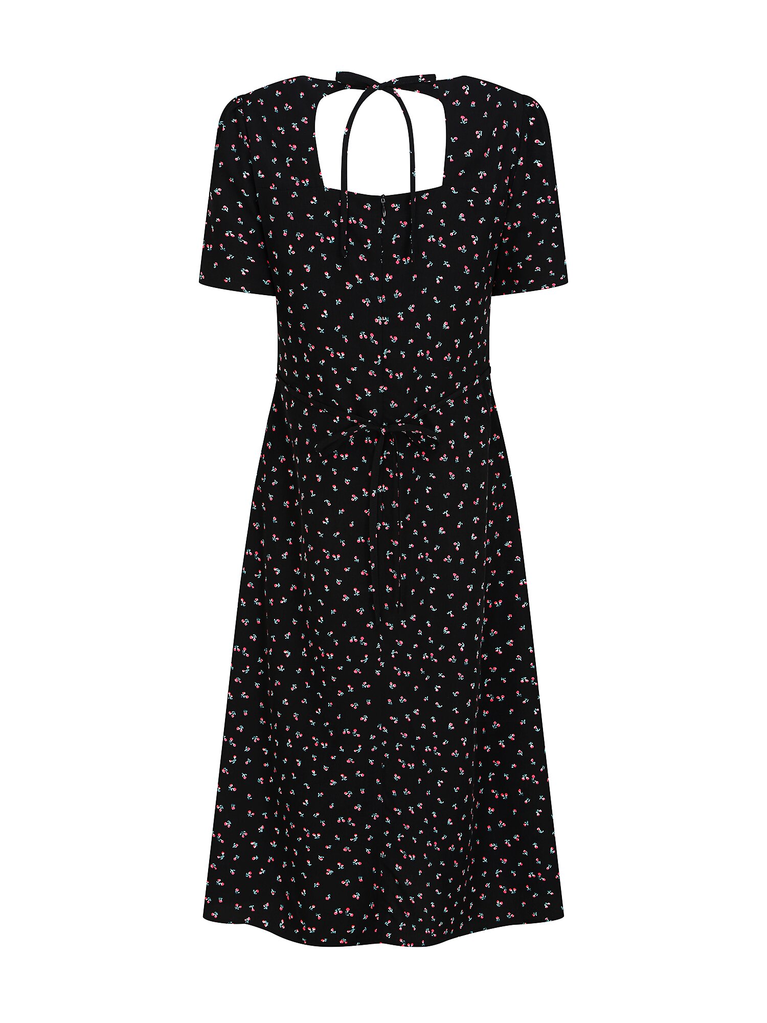 컷아웃 셔링 하트넥 원피스 (PRINT BLACK)