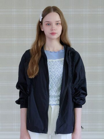 CUDDLY LINE LACE WINDBREAKER_BLACK