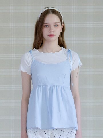 SOFT MILD SHIRRED BUSTIER_SKY BLUE