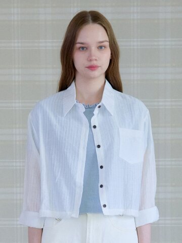SHEER WRINKLE SHIRT_WHITE