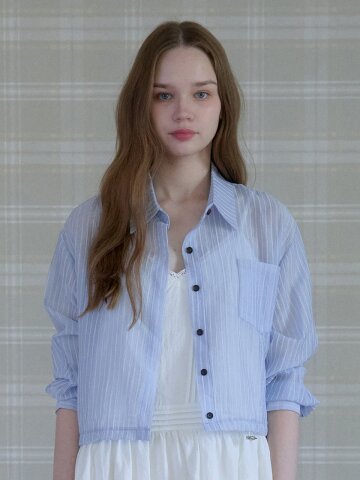 SHEER WRINKLE SHIRT_SKY BLUE