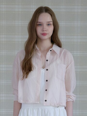 SHEER WRINKLE SHIRT_PINK