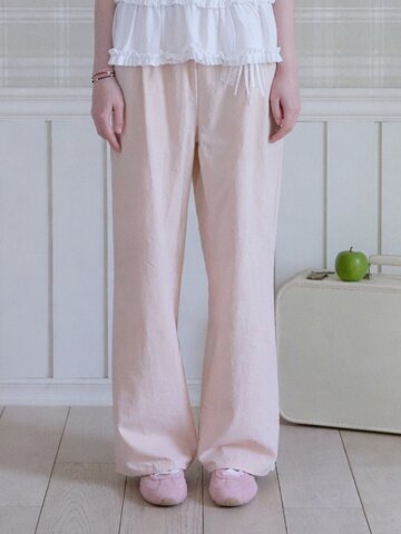 ROSETTE RUSTLE WIDE PANTS_PINK